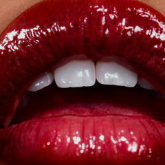 model's lips with red lipgloss