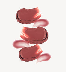 swatch of peptide lip tint salty tan, pocket blush in tan line