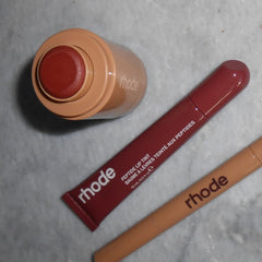 pocket blush in toasted teddy, peptide lip tint in pbj, peptide lip shape