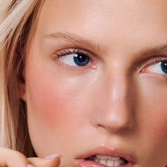 model wearing pocket blush in freckle