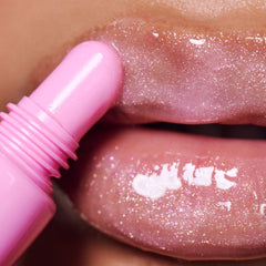 close up of model's lips wearing peptide lip tint in jelly bean