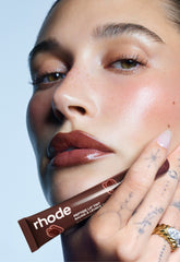 hailey with scented peptide lip tint espresso