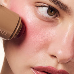 model wears pocket blush in plum