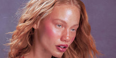 model wears pocket blush in plum
