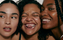 3 models with glossy lips, all wearing peptide lip treatment