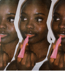 model wears peptide lip tint ribbon