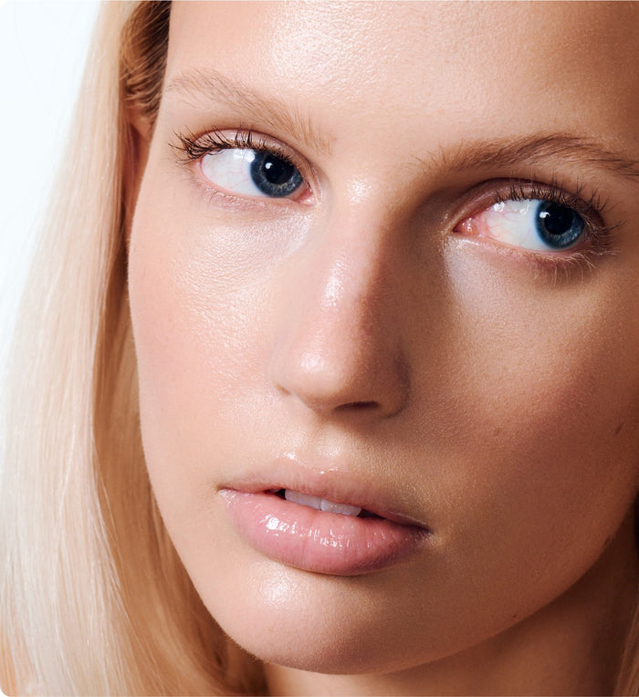 model with glazed skin