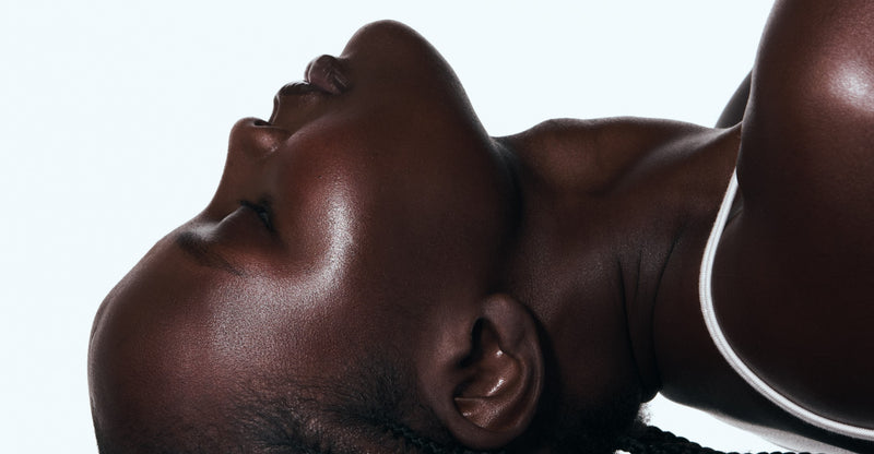 monica with glazed skin