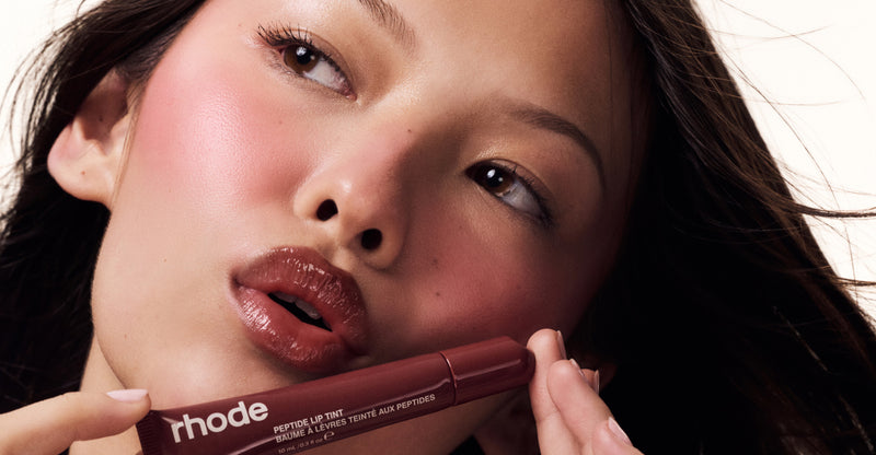 model wears peptide lip tint in pbj