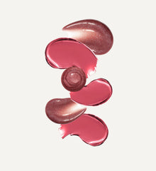 teacup blush and pretzel lip tint swatches on a white background