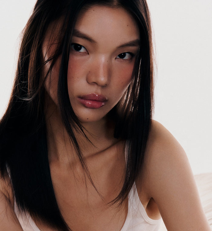 model with glazed lips