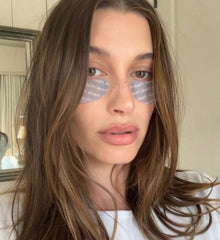 hailey bieber wearing rhode eye patches
