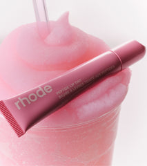 Ribbon lip tint on top of a pink slushie