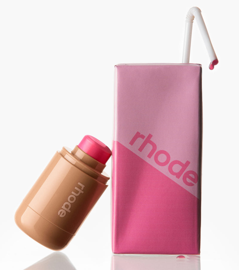 pocket blush next to a pink rhode juice box