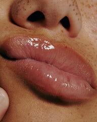 glazed lip close up, wearing peptide lip treatment