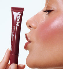 jamea wears peptide lip tint pbj