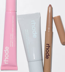 peptide lip tint in ribbon, peptide lip boost in sugarmint, and peptide lip shape in bend