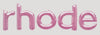 a shimmery, baby pink rhode logo with animated sparkles